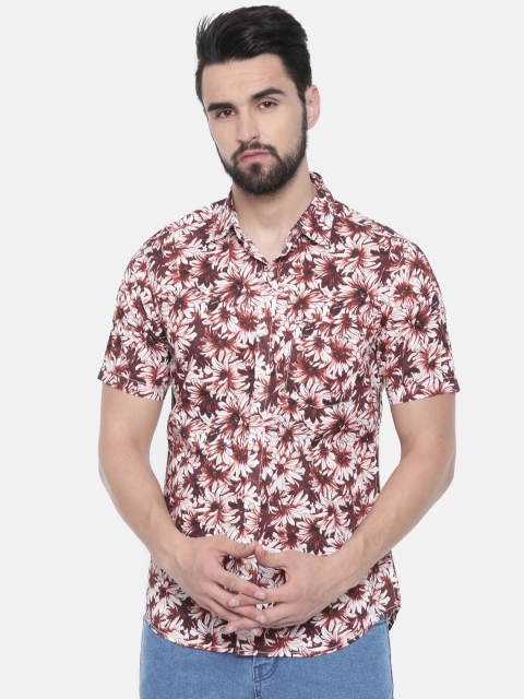 

IMYOUNG Men White & Red Slim Fit Printed Casual Shirt