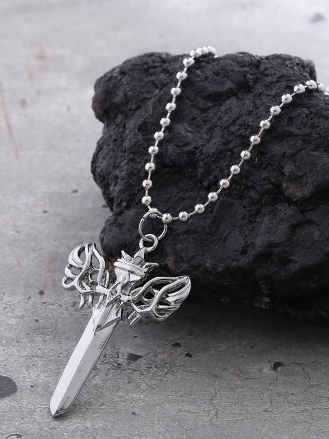 

Dare by Voylla Men Silver-Plated Pendant with Chain