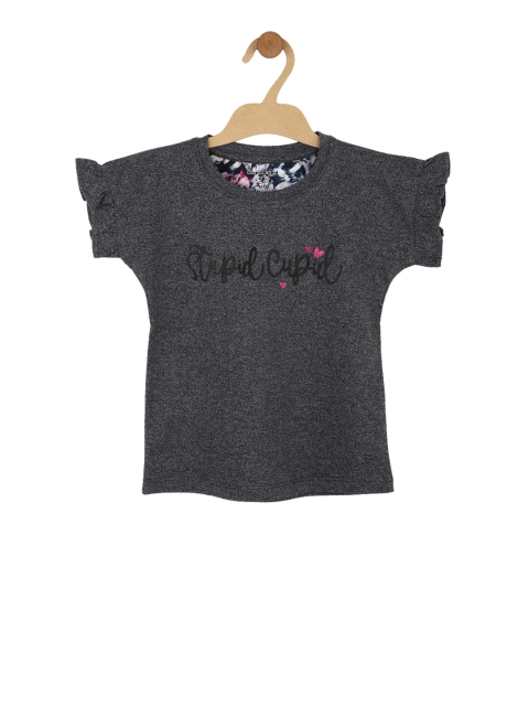 

Stupid Cupid Girls Grey Self Design Top