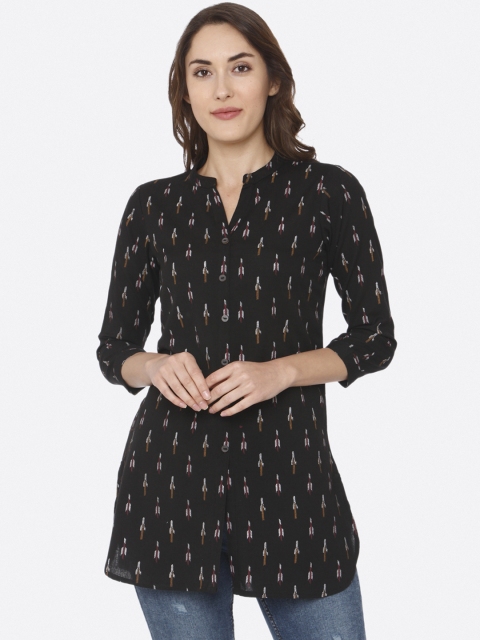 

RAISIN Black Ikat Printed Tunic