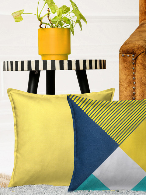 

HOUZZCODE Multicoloured Set of 2 Solid Square Cushion Covers, Multi