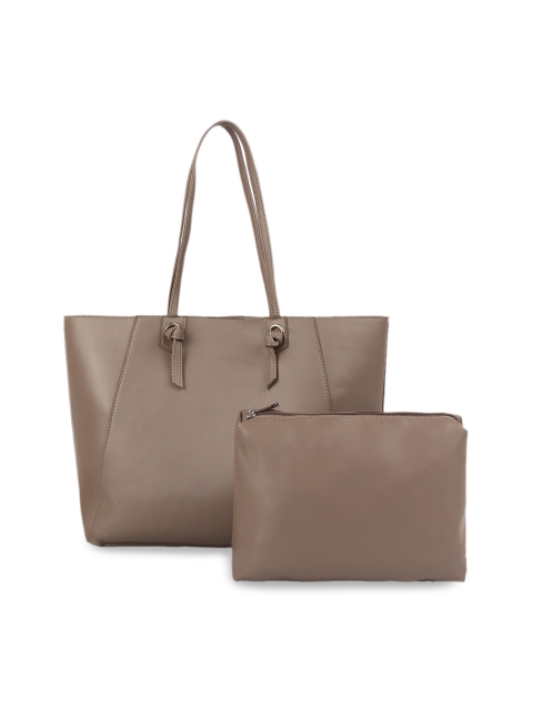 

Toteteca Pack of 2 Solid Shoulder Bag and A Pouch, Beige
