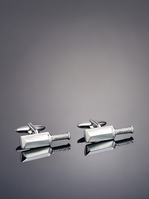 

shaze Silver-Toned Rhodium-Plated Cufflinks