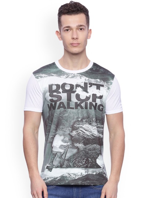 

Wolfpack Men White Printed Round Neck T-shirt