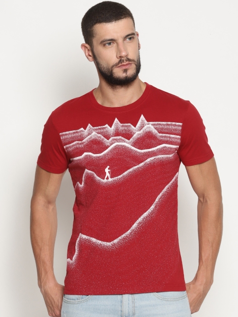

Wolfpack Men Red Printed Round Neck T-shirt
