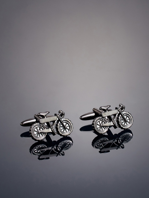 

shaze Silver-Plated Bicycle-Shaped Cufflinks