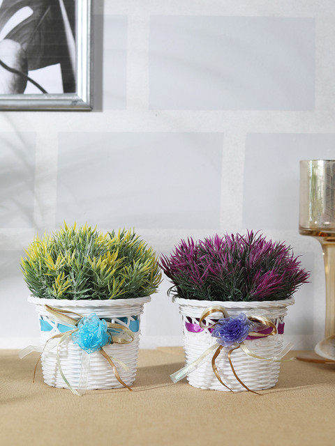 

FOLIYAJ Set of 2 Artificial Plants with Pots, Green