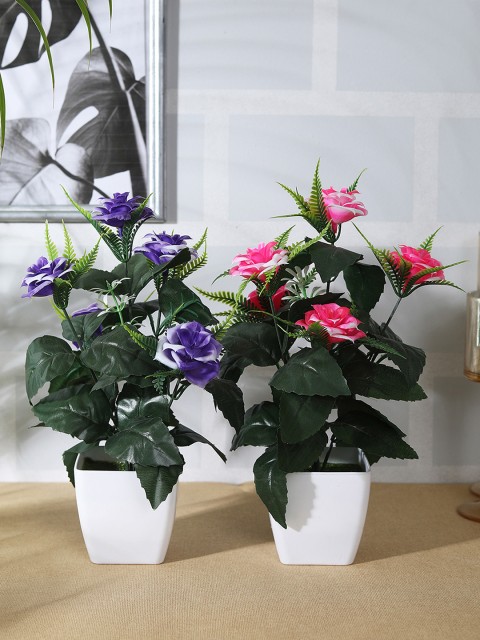 

FOLIYAJ Set of 2 Artificial Plants with Pots, Green