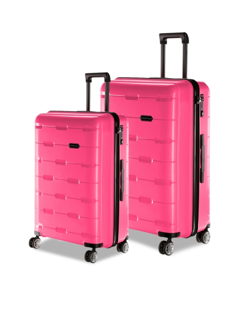 

Nasher Miles Set of 2 Pink Solid Hard-Sided Trolley Bags
