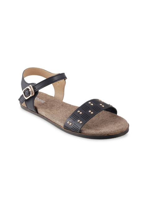 

Mochi Women Black Solid Open Toe Flats