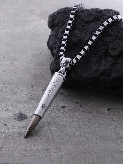 

Dare by Voylla Men Silver-Plated Pendant with Chain
