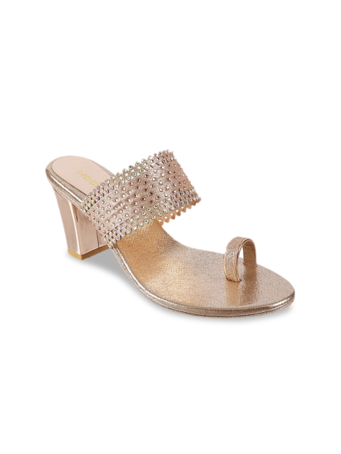 Mochi Women Gold-Toned Embellished Sandals