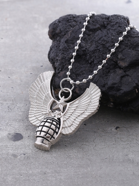 

Dare by Voylla Men Silver-Plated Pendant with Chain