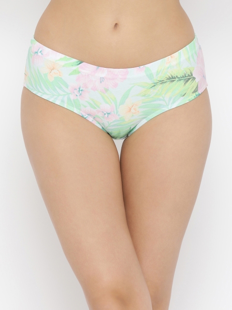 Clovia Women Green Printed Hipster Briefs PN3188P11XL