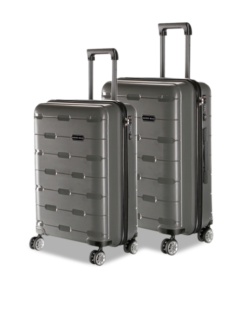 Nasher Miles Set of 2 Grey Solid Hard-Sided Trolley Bags