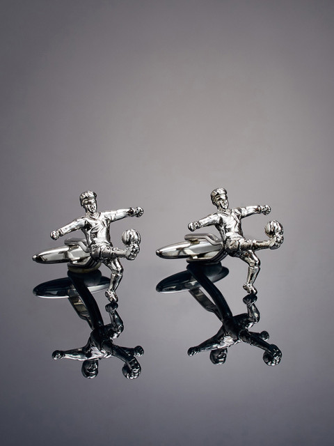 

shaze Men Silver-Toned Rhodium-Plated Quriky Cufflinks