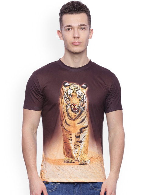 

Wolfpack Men Brown Printed Round Neck T-shirt
