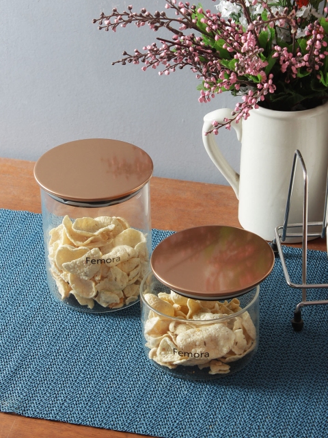 

Femora Set of 2 Transparent Jars with Lids