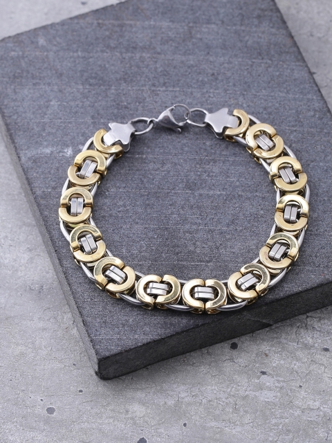 

Dare by Voylla Men Gold-Toned & Silver-Toned Handcrafted Link Bracelet