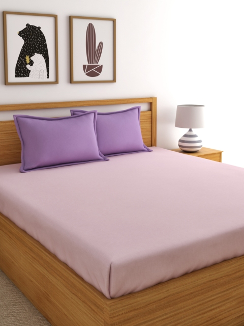 

Home Ecstasy Pink Solid 220 TC Cotton 1 Queen Bedsheet with 2 Pillow Covers