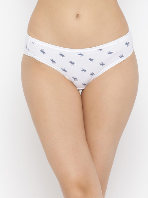 

Clovia Women White Printed Bikini Briefs PN3196P18