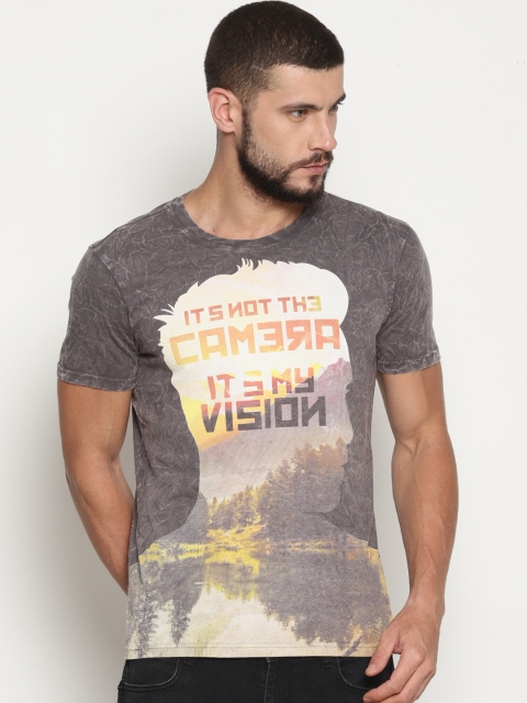 

Wolfpack Men Grey Printed Round Neck T-shirt