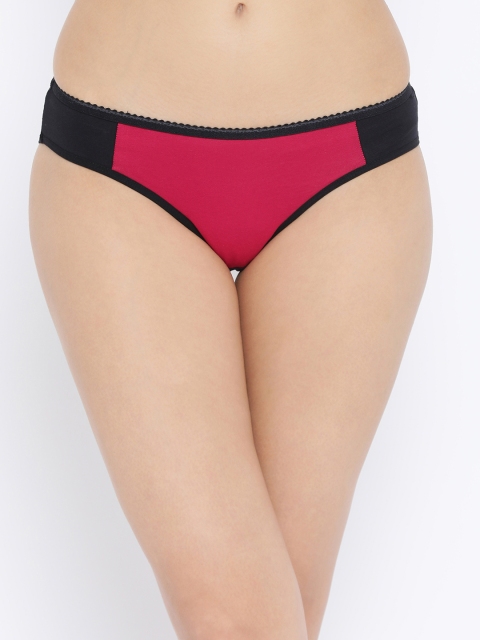 

Clovia Women Pink & Black Colourblocked Low Waist Bikini Briefs PN0724P14