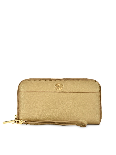 

Eske Women Beige Solid Zip Around Leather Wallet