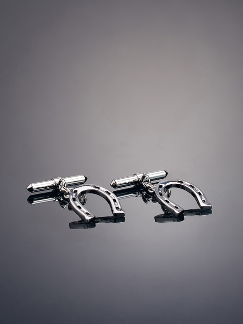 

shaze Men Silver-Toned Rhodium-Plated Cufflinks