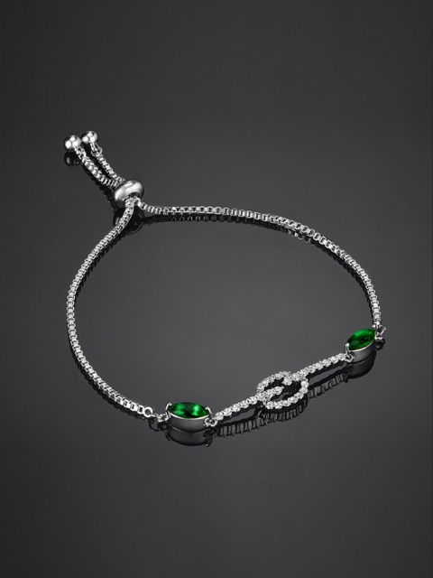 

shaze Silver-Toned Brass Rhodium-Plated Link Bracelet