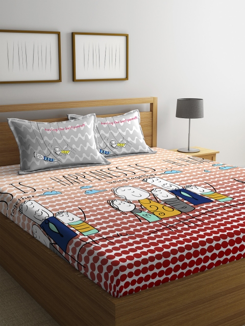 

Portico New York Multicoloured Graphic 144 TC Cotton 1 King Bedsheet with 2 Pillow Covers, Multi