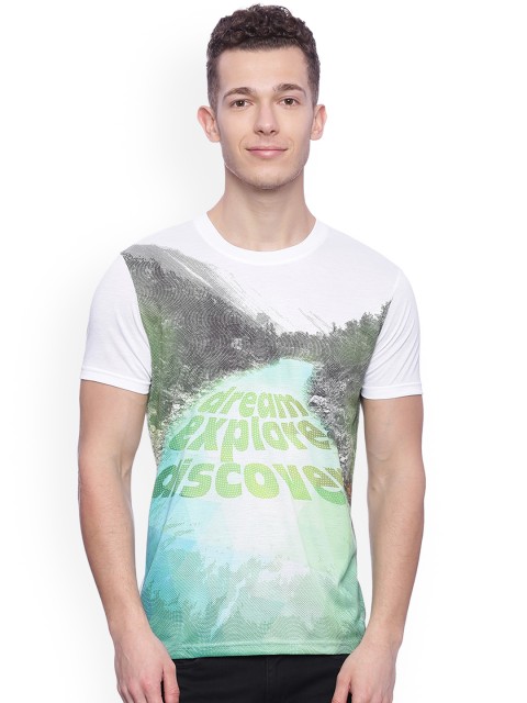 

Wolfpack Men White Printed Round Neck T-shirt