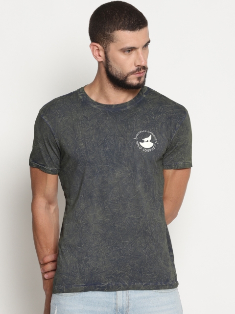 

Wolfpack Men Green Printed Round Neck T-shirt