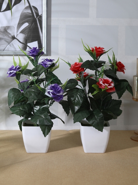 

FOLIYAJ Set of 2 Artificial Plants with Pots, Green