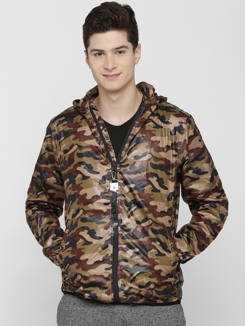 

SKULT by Shahid Kapoor Men Brown Camouflage Printed Hooded Bomber