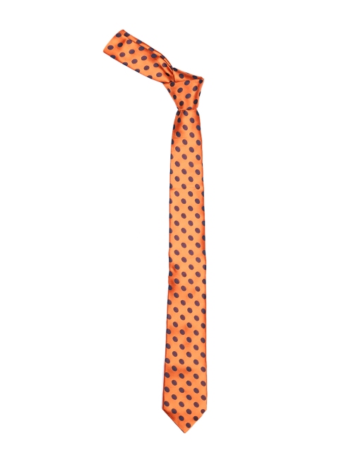 

Tossido Orange & Navy Blue Polka Dot Patterned Broad Tie