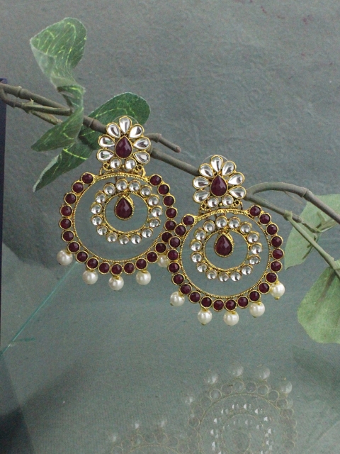 Sia Art Jewellery Gold-Plated & White Classic Drop Earrings