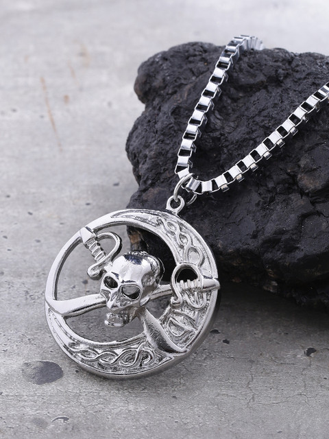 

Dare by Voylla Men Silver-Plated Pendant with Chain