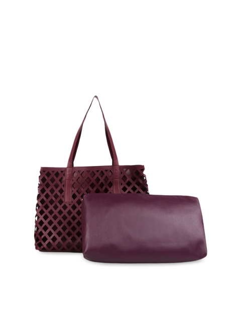 

Toteteca Purple Checked Tote Bag With Pouch