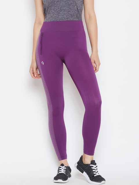 

C9 AIRWEAR Women Purple Solid Regular-Fit Tights