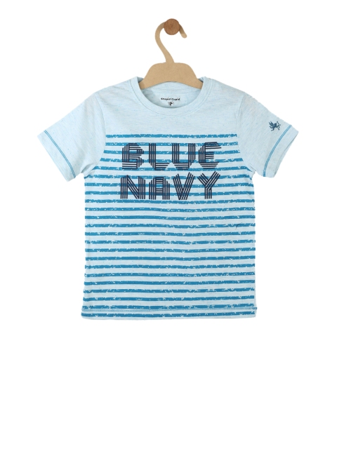 

Stupid Cupid Boys Blue Striped Round Neck T-shirt