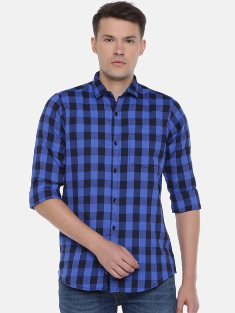 

Cross Court Men Blue Slim Fit Checked Casual Shirt