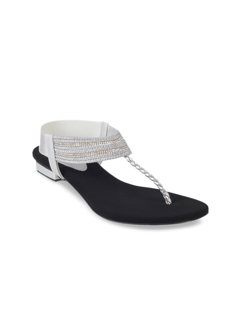 

Mochi Women Silver-Toned Woven Design Sandals