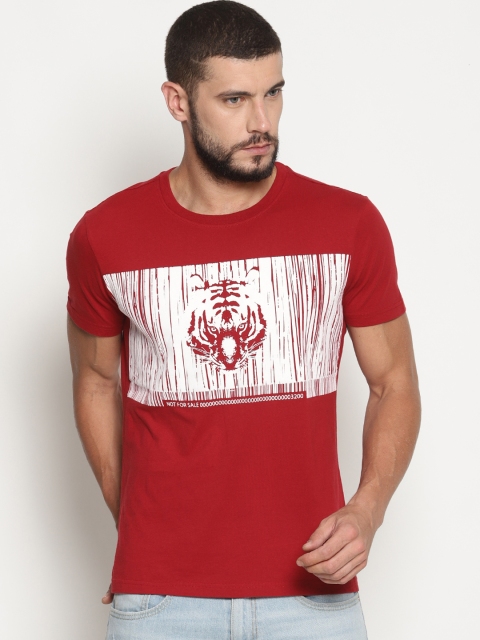 

Wolfpack Men Red Printed Round Neck T-shirt
