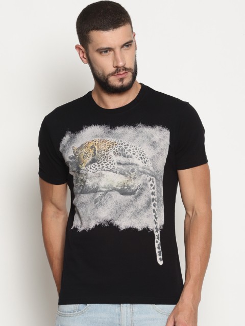 

Wolfpack Men Black Printed Round Neck T-shirt