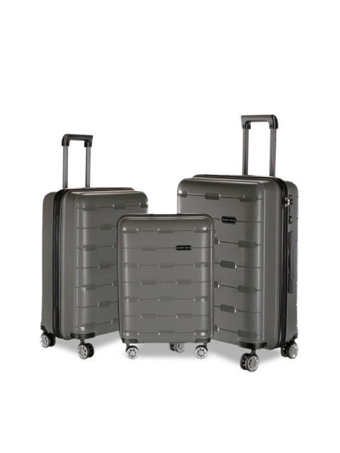 

Nasher Miles Set of 3 Grey Solid Hard-Sided Trolley Suitcases