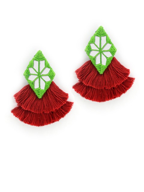 

Krafted with Happiness Green & Red Contemporary Drop Earrings