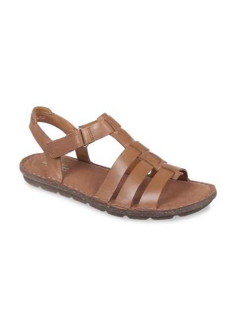 

Clarks Women Brown Solid Leather Open Toe Flats