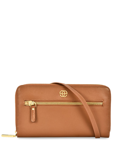 

Eske Women Brown Solid Zip Around Leather Wallet
