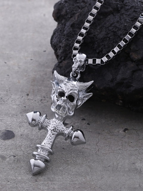 

Dare by Voylla Men Silver-Plated Pendant with Chain